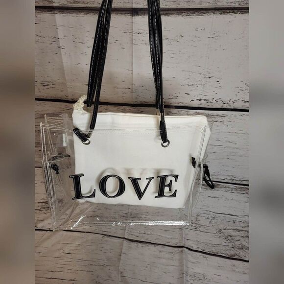 NWOT Large love jelly transparent shoulder tote bag - Picture 5 of 6